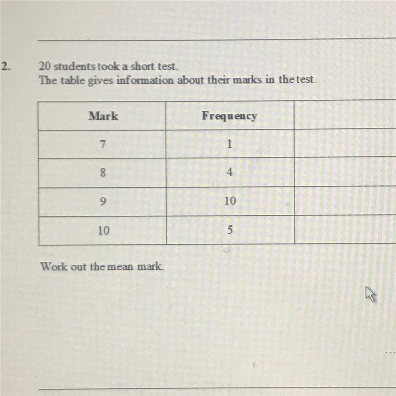 Work out the mean mark-example-1