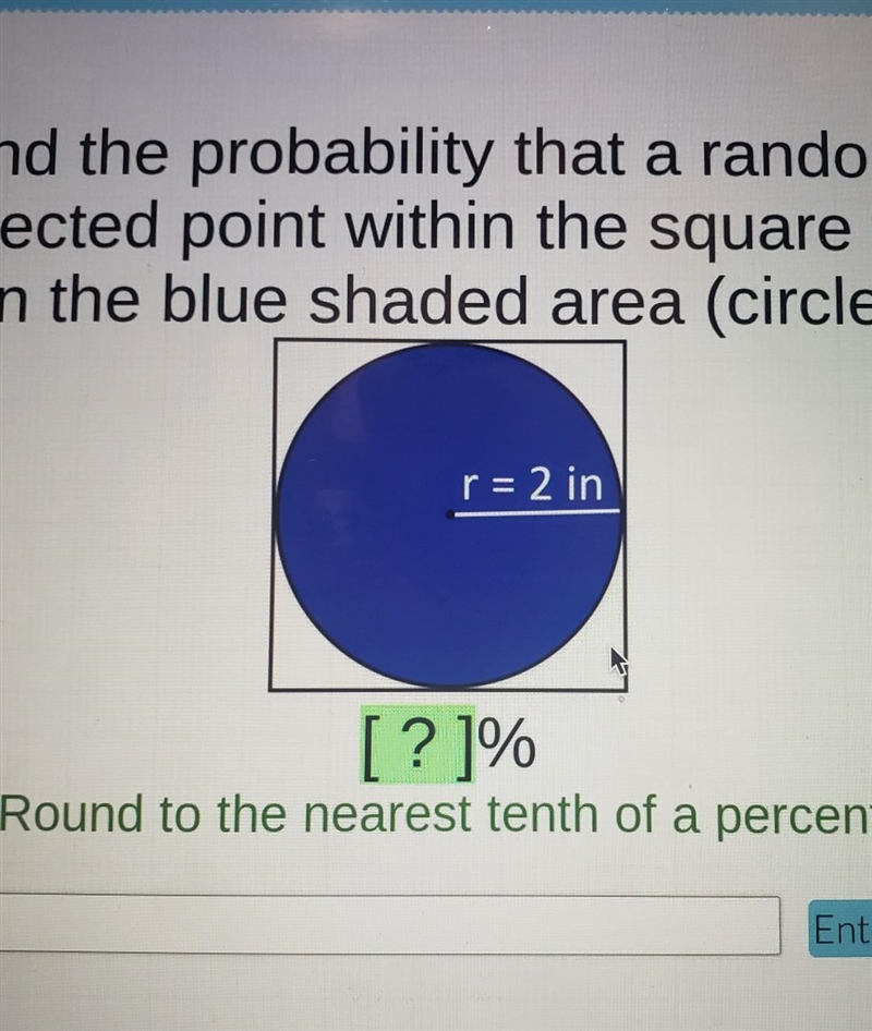 Find the probability that a randomly selected point within the square falls in the-example-1