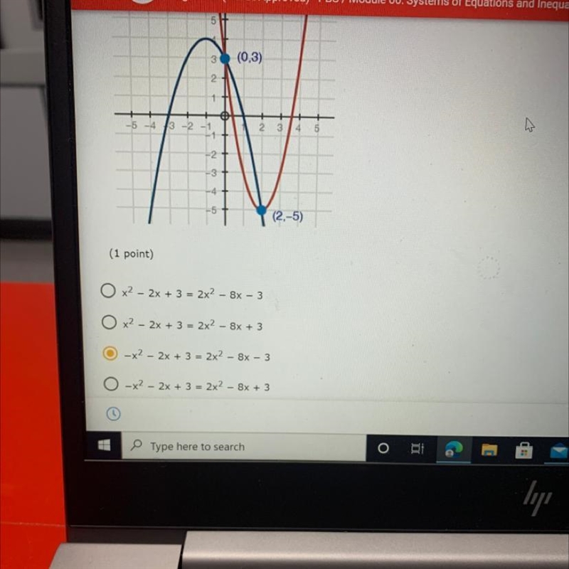 Which equation does the graph represent? (Giving 50 points )-example-1