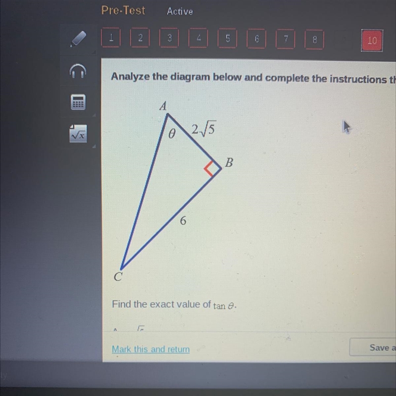 A. √5/3 B. 3√14/14 C. 3√5/5 D. 2√14 Help Plz-example-1