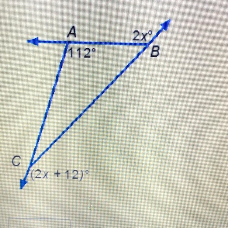 In TRIANGLE ABC, what is the value of x?-example-1