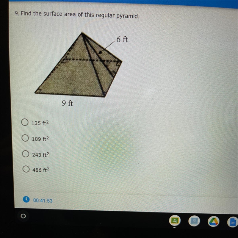 Find surface area of this regular pyramid-example-1