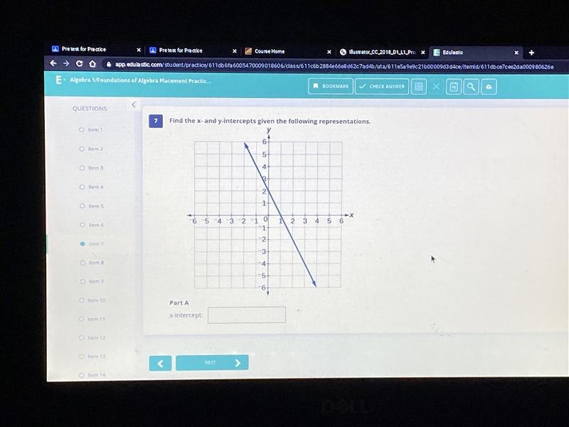 Find x- and y- intercepts given the following representation-example-1