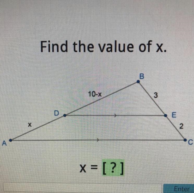 Find the value of x x = [?]-example-1