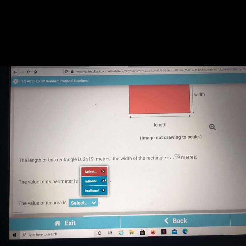 The length of this rectangle is 2sqrt19, the width of the rectangle is sqrt19. The-example-1