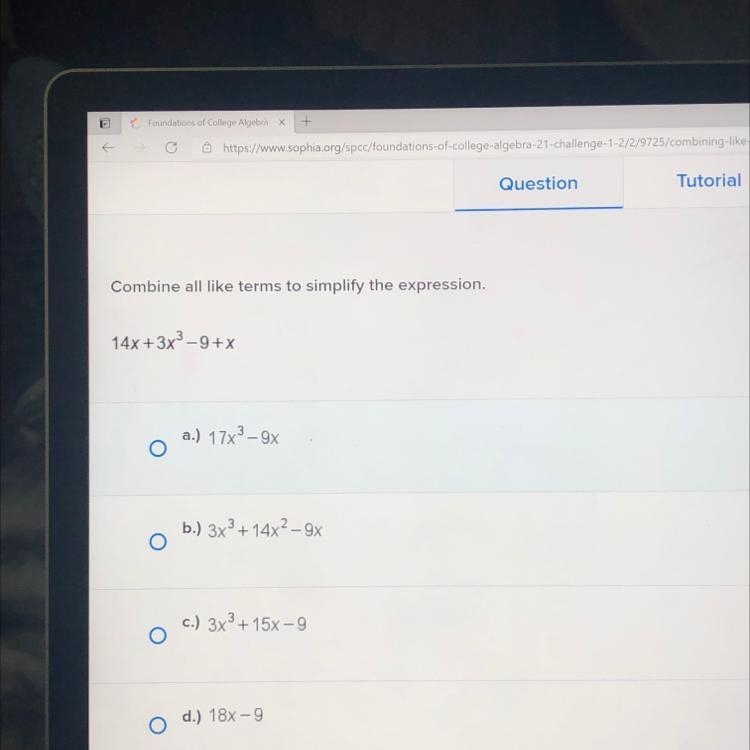 Combine all like terms to simplify the expression.-example-1