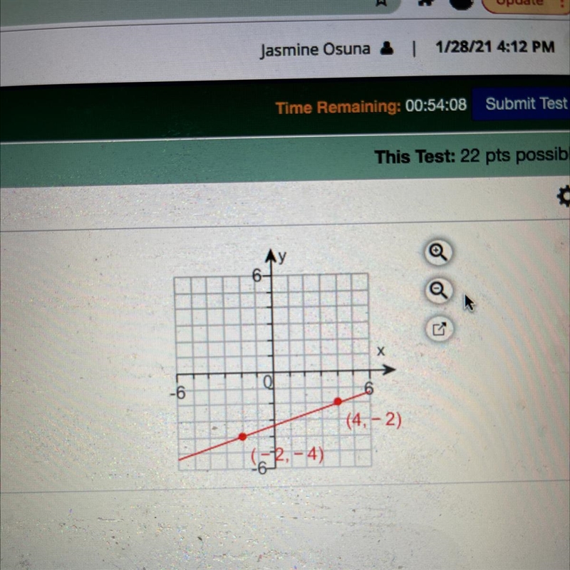 Use the graph to the right to write an equation of the line. The equation is (Simplify-example-1