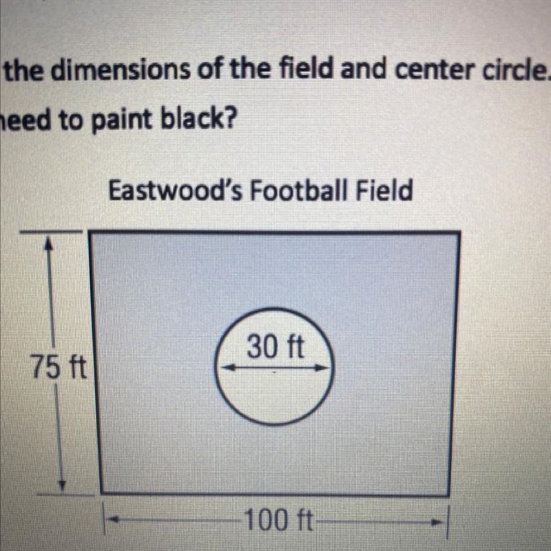 5) Eastwood Middle School wants to paint the football field black, but not the center-example-1