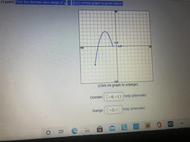 Find the domain and range of the graph-example-1