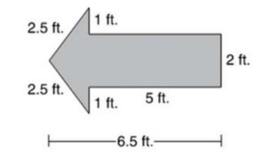 The figure below shows the dimensions of an arrow painted on the pavement of a parking-example-1