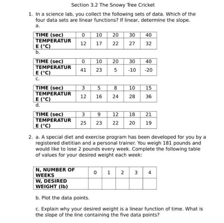 1. In a science lab, you collect the following sets of data. Which of the four data-example-1