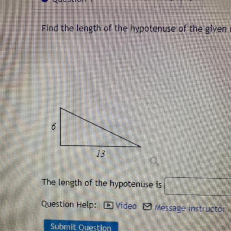 The length of the hypotenuse is??-example-1