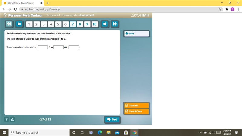 Find three ratios equivalent to the ratio described in the situation the ratio of-example-1