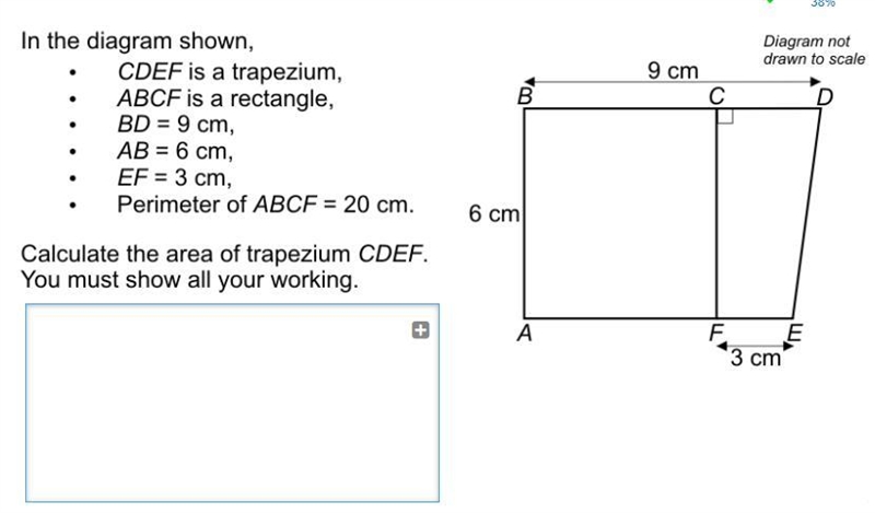 Calculate the area of trapezium CDEF:) In the diagram shown . CDEF is a trapezium-example-1