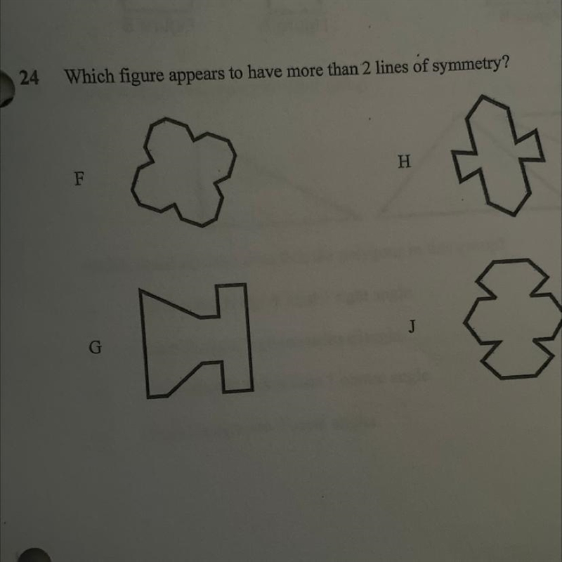 Which figure appears to have more than 2 lines of symmetry?-example-1