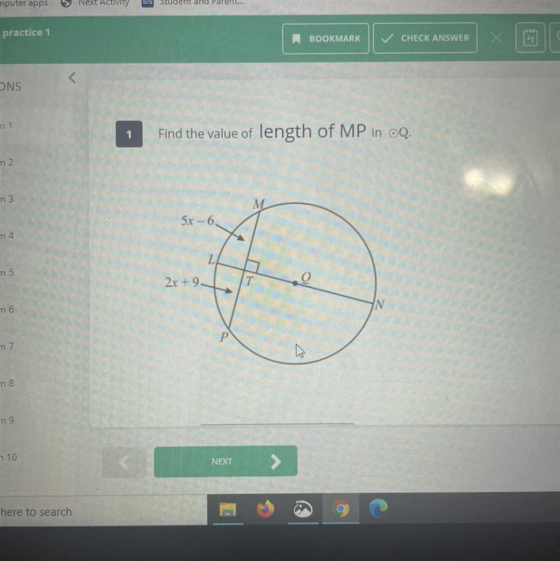 Find the length of MP-example-1