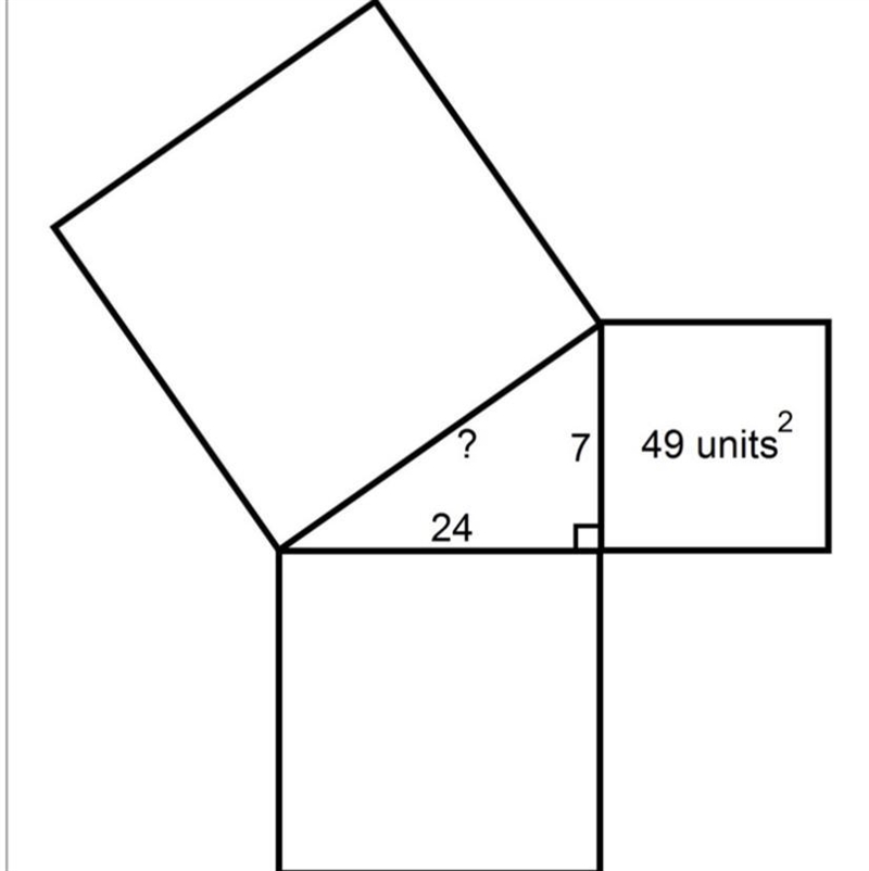 The area of the unlabeled squares are ____units squared and ______ units squared The-example-1