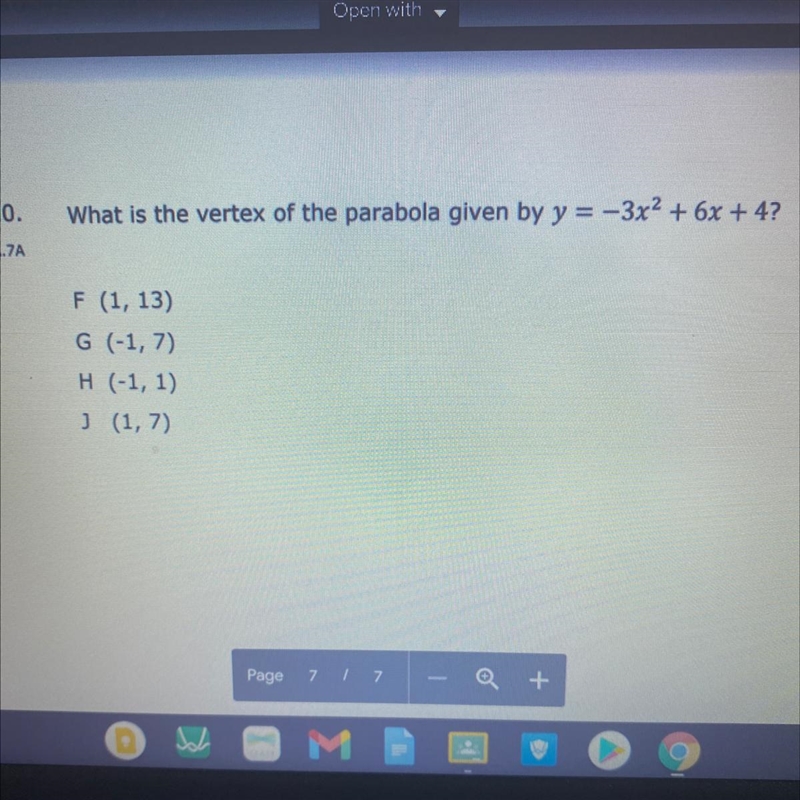 Please help me answer this question. What is the vertex of the parabola?-example-1