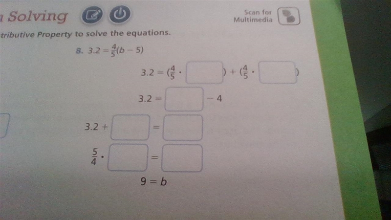 Use the Distributive property to solve the equations.-example-1