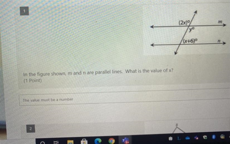 In this figure shown, m and n are parallel lines. What’s the value x?-example-1