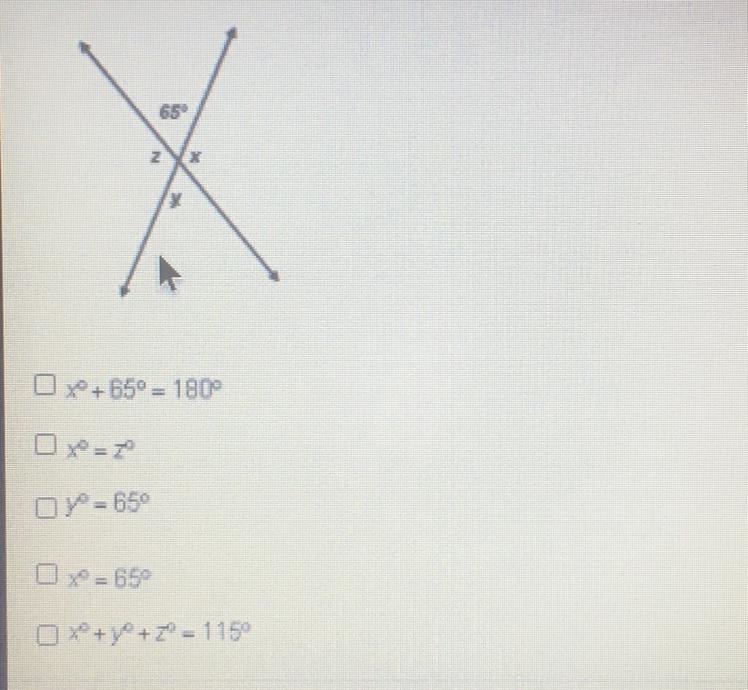 Which equations are true for the values of x, y, and z Select three options .-example-1