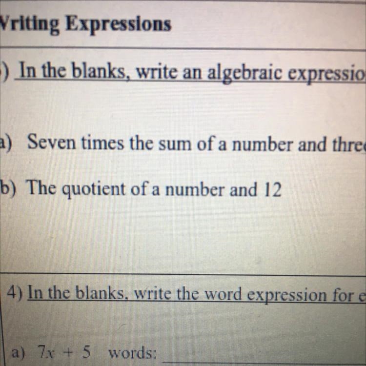 can somebody please help me write an algebraic expression for the word problem “the-example-1