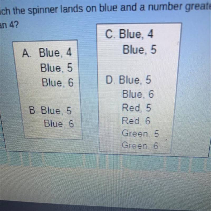 Ella has a number cube and a spinner. The faces of the number cube are labeled 1 through-example-1