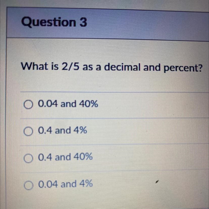 What is 2/5 as a decimal and percent-example-1