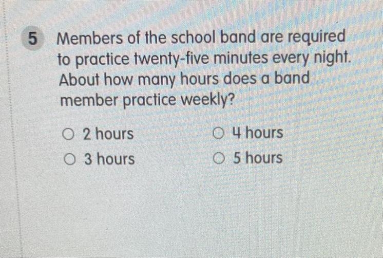 5 Members of the school band are required to practice twenty-five minutes every night-example-1