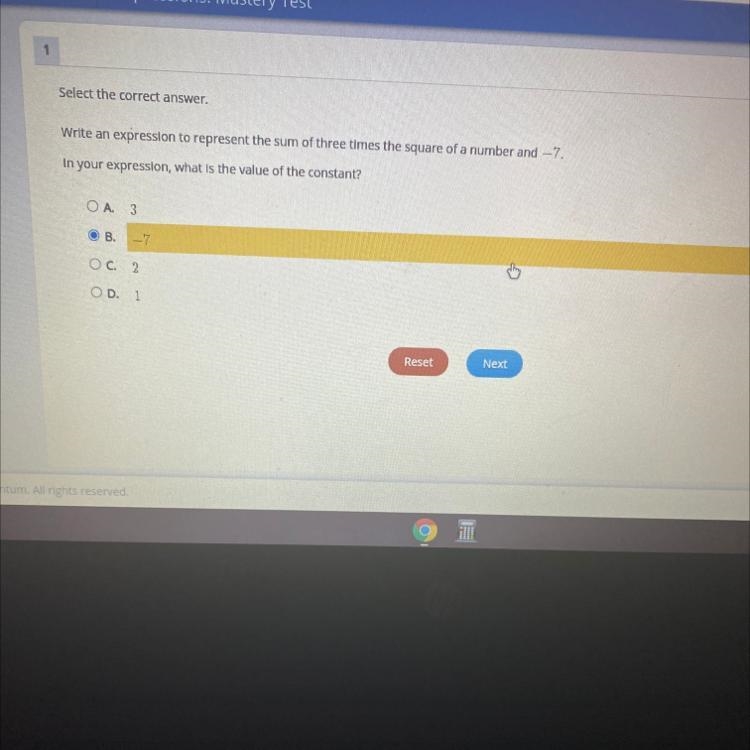 Select the correct answer. Write an expression to represent the sum of three times-example-1