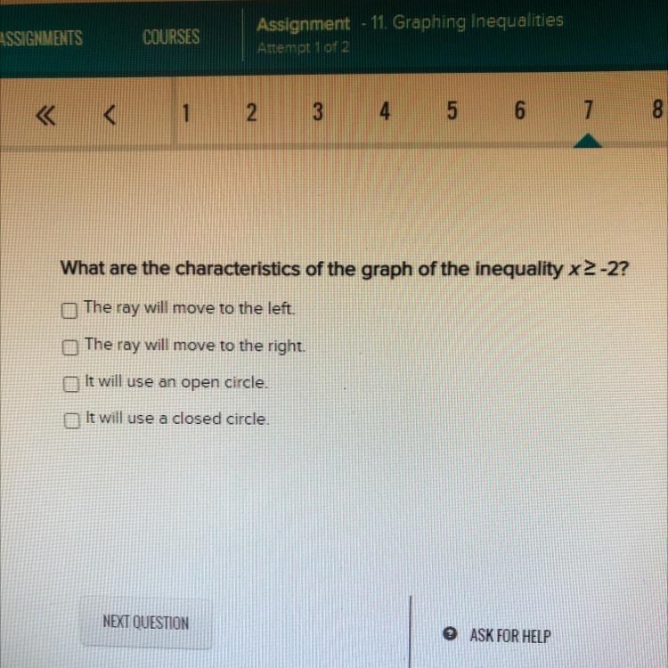 What are the characteristics of the graph of the inequality x>-2-example-1