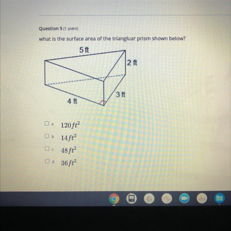 What is the surface of the triangluar prism shown below-example-1