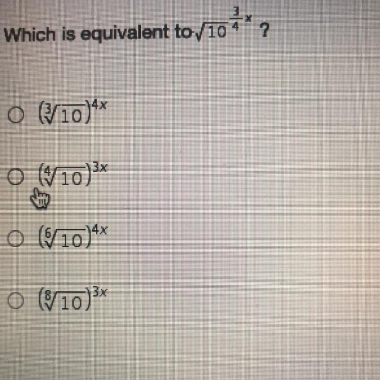 Which is equivalent to 104 ༡/16**? o (10)4x 4(10)3 o (10)** O (10)-example-1