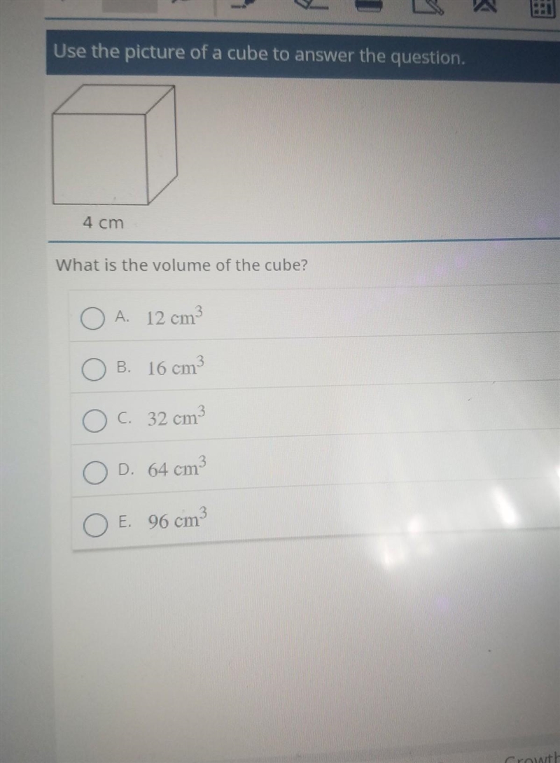 What is the volume of the cube I'm confused (look at the picture to see) ​-example-1