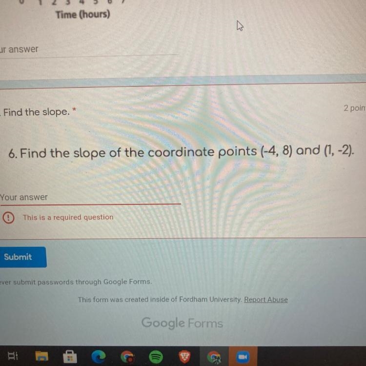 Find the slope of the coordinates plane points-example-1