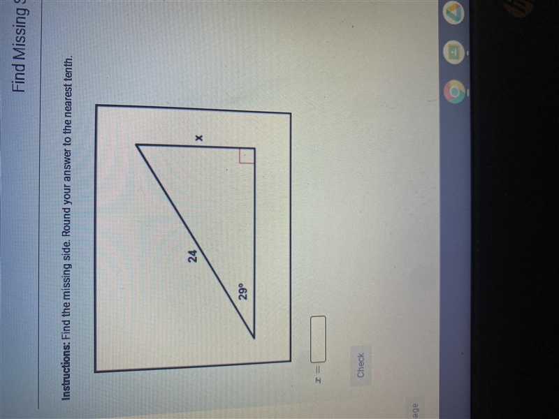 Find the missing side round to the nearest tenth-example-1