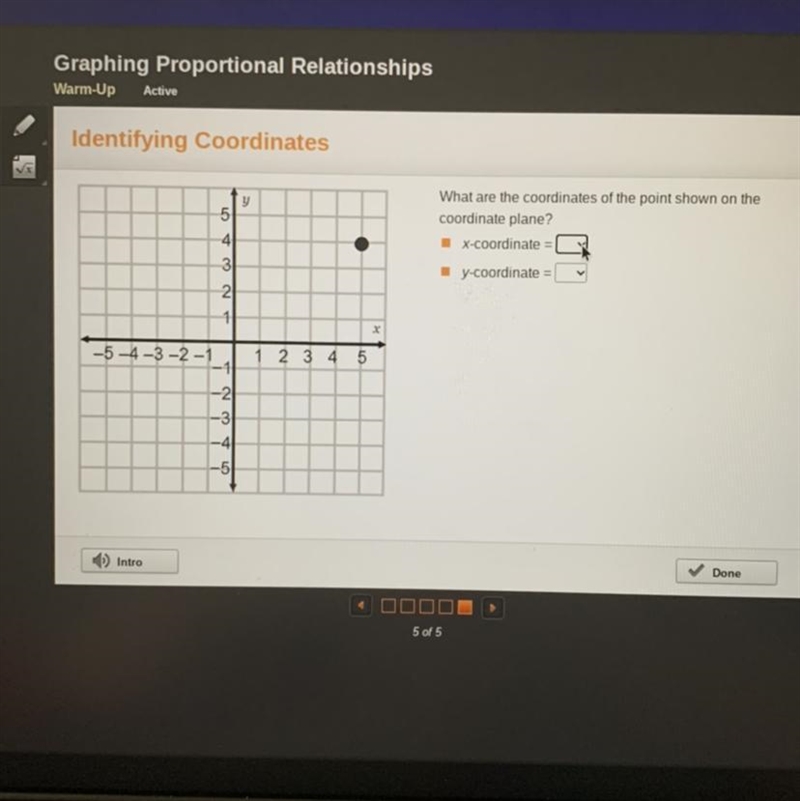 What are the coordinates of the point shown on the coordinate plane?-example-1