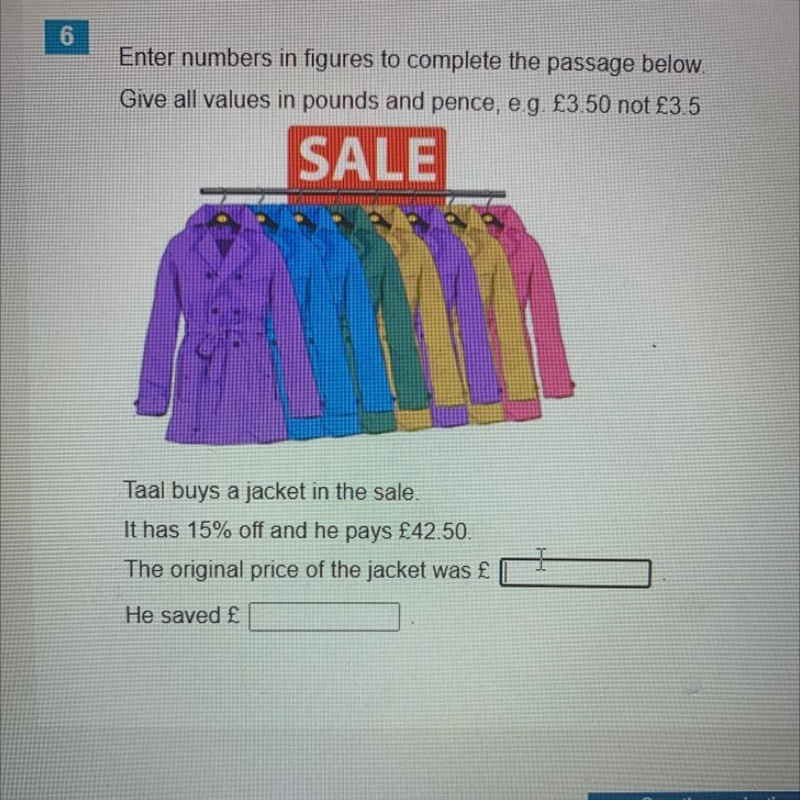 Enter numbers in figures to complete the passage below. Give all values in pounds-example-1