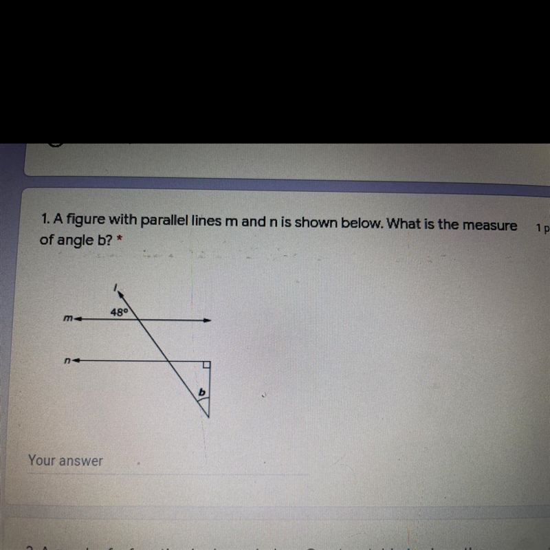 A figure with parallel lines m and n is shown below. What is the measure of angle-example-1