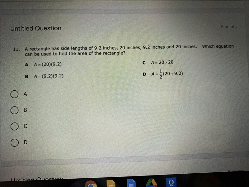 Thank you so much if you help me! Which equation can be used to find the area of a-example-1