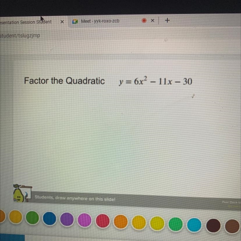 Factor the quadratic Y=6x^2-11x-30-example-1