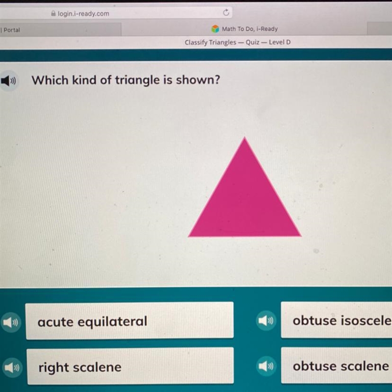 Which kind of triangle is shown? acute scalene right scalene acute isosceles right-example-1