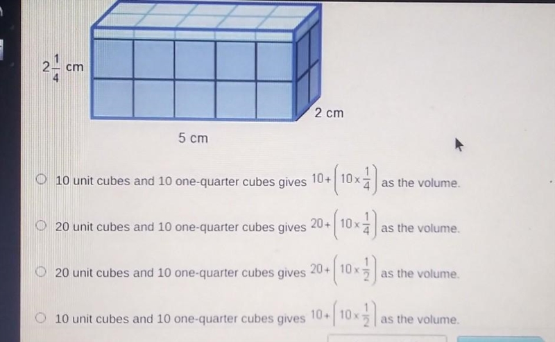 Which method would determine the volume of the prism shown below? 2 - cm 4 2 C 2 cm-example-1