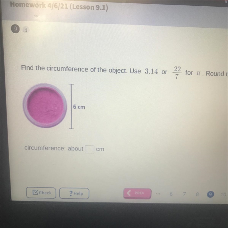 Find the circumference of the object 6 Cm-example-1