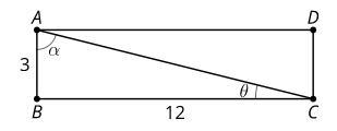 ABCD is a rectangle. Find the measure of angle α to the nearest degree.-example-1