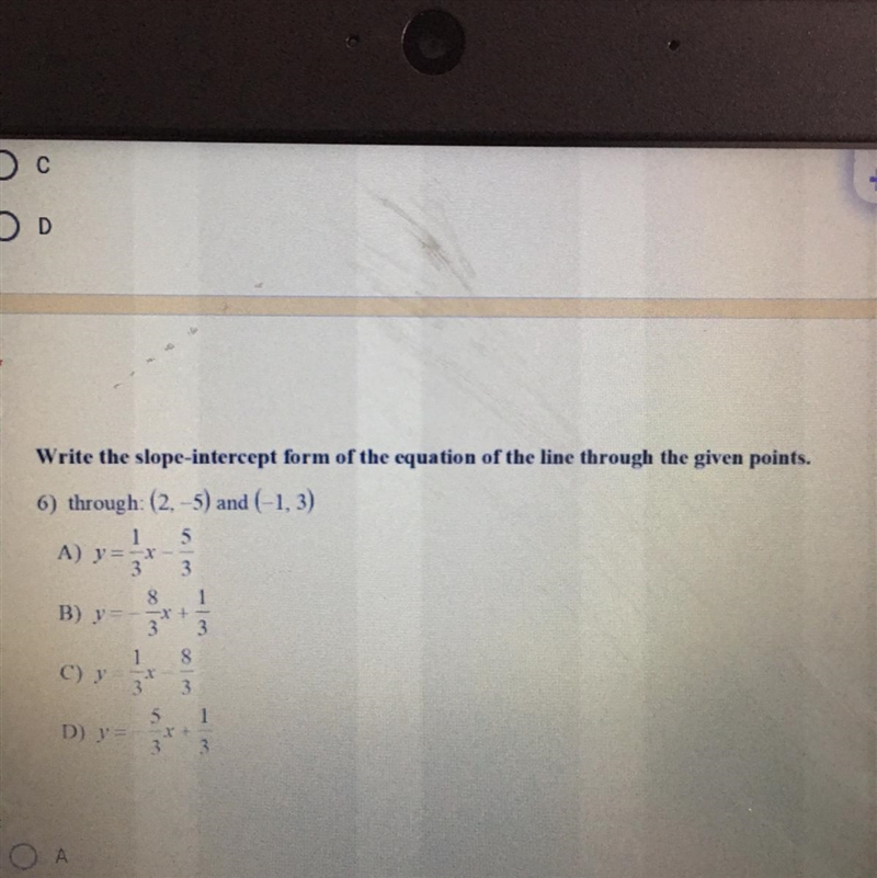 Please help~ I will mark best answer!!! Write the slope-intercept form of the equation-example-1