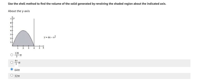 Use the shell method to find the volume of the solid generated by revolving the shaded-example-1