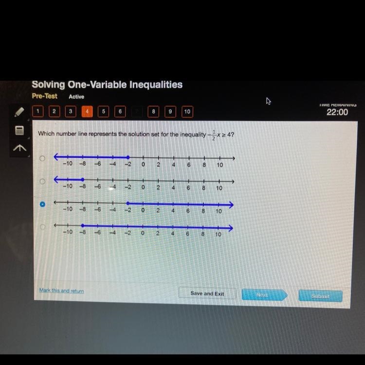 Which number line represents the solution set for the inequality-example-1