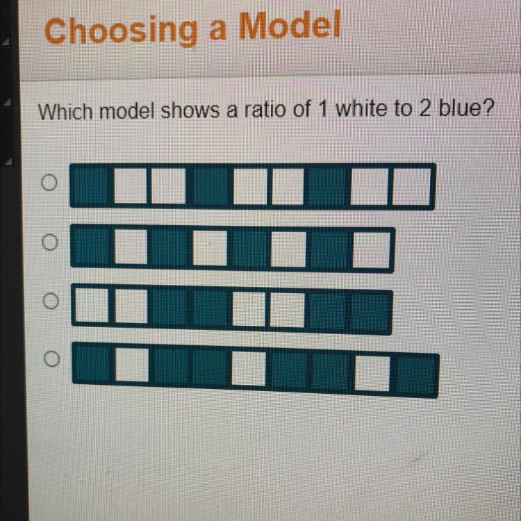 Which model shows a ratio of 1 white to 2 blue?-example-1