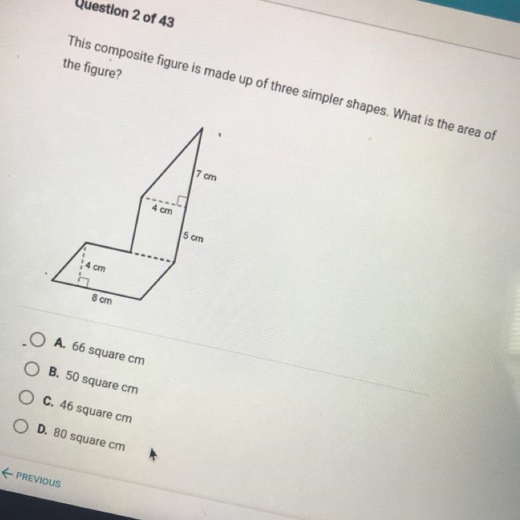 This composite figure is made up of three simpler shapes. What is the area of the-example-1